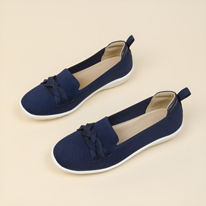 リボンモチーフ ニットウェッジローファー