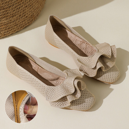 大胆フリル スクエアトゥニットパンプス