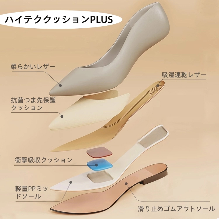 KENPOGEN ポインテッドトゥ パンプス メリージェーン靴 7cmUP 柔らか 疲れにくい