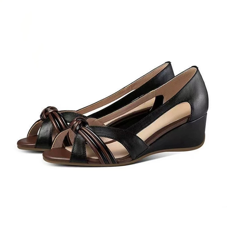 クロスストラップ ウェッジヒールサンダル