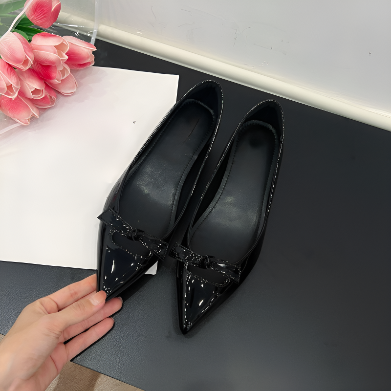 リボン付き5cm美脚パンプス