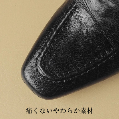 KENPOGEN ローファー チャンキーヒール スクエアトゥ 5cmUP 柔らかい 通気性 オフィス