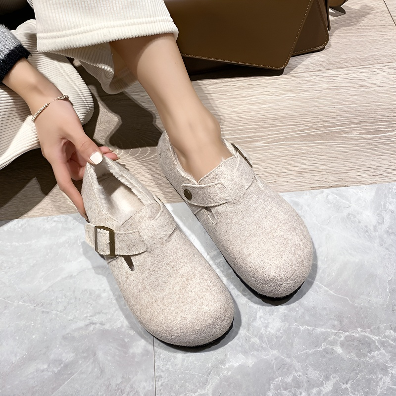 フェルト素材 裏起毛美脚コンフォートシューズ