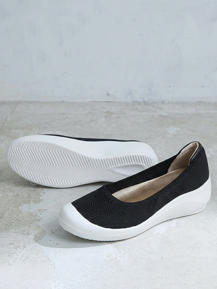 【素足のような超軽量】KENPOGEN ニットパンプス 3cmUP ラウンドトゥ 通気性 蒸れない 屈曲性 痛くない 歩きやすい