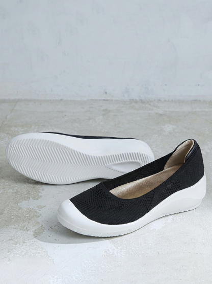 【素足のような超軽量】KENPOGEN ニットパンプス 3cmUP ラウンドトゥ 通気性 蒸れない 屈曲性 痛くない 歩きやすい