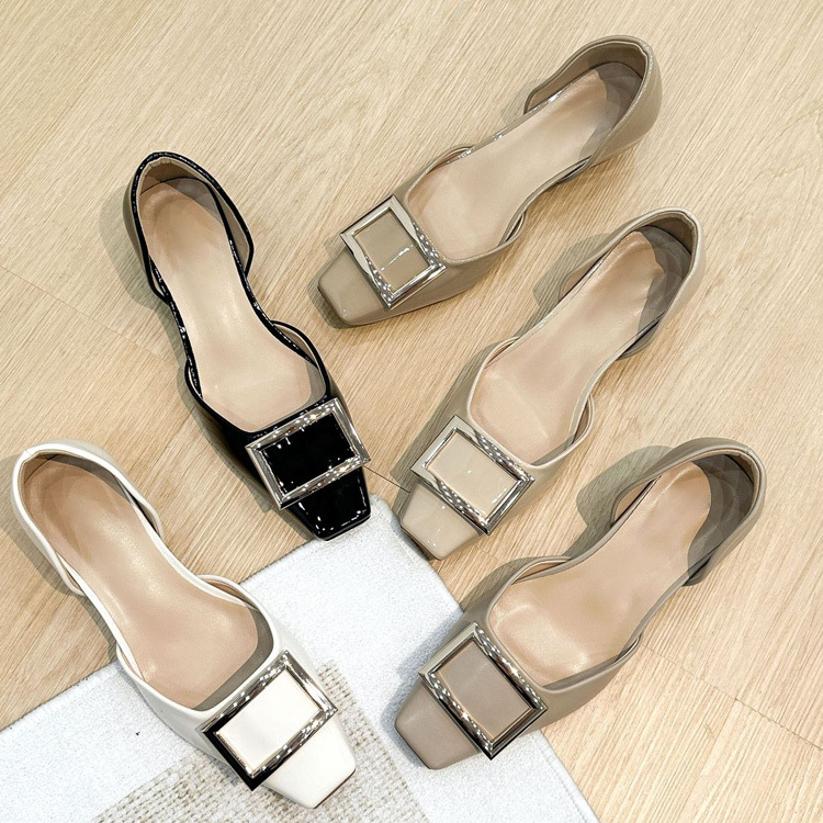 スクエアバックル サイドオープンパンプス