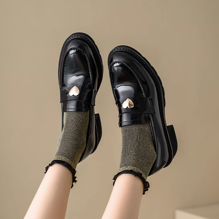 KENPOGEN コインローファー 牛革 手作り ハート飾り 5.5cmUP 歩きやすい きれいめ