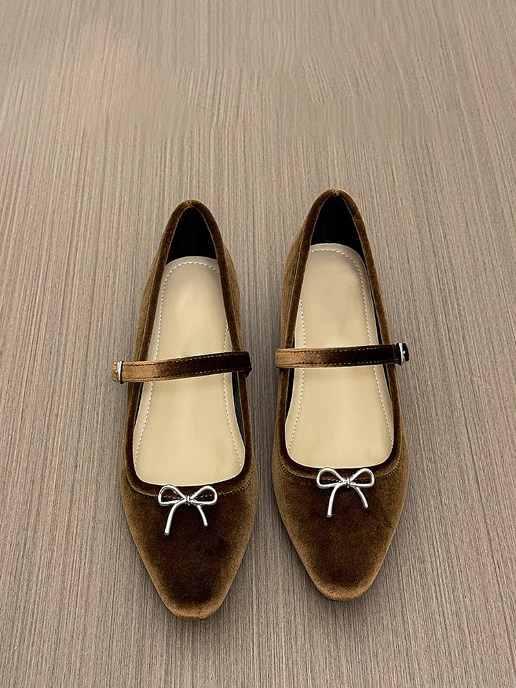 クラシカルリボン インヒールベロアメリージェーン