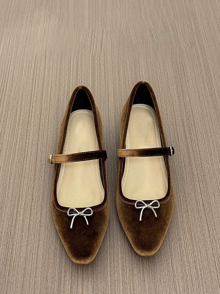 クラシカルリボン インヒールベロアメリージェーン