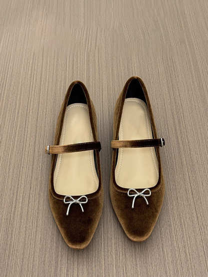 クラシカルリボン インヒールベロアメリージェーン