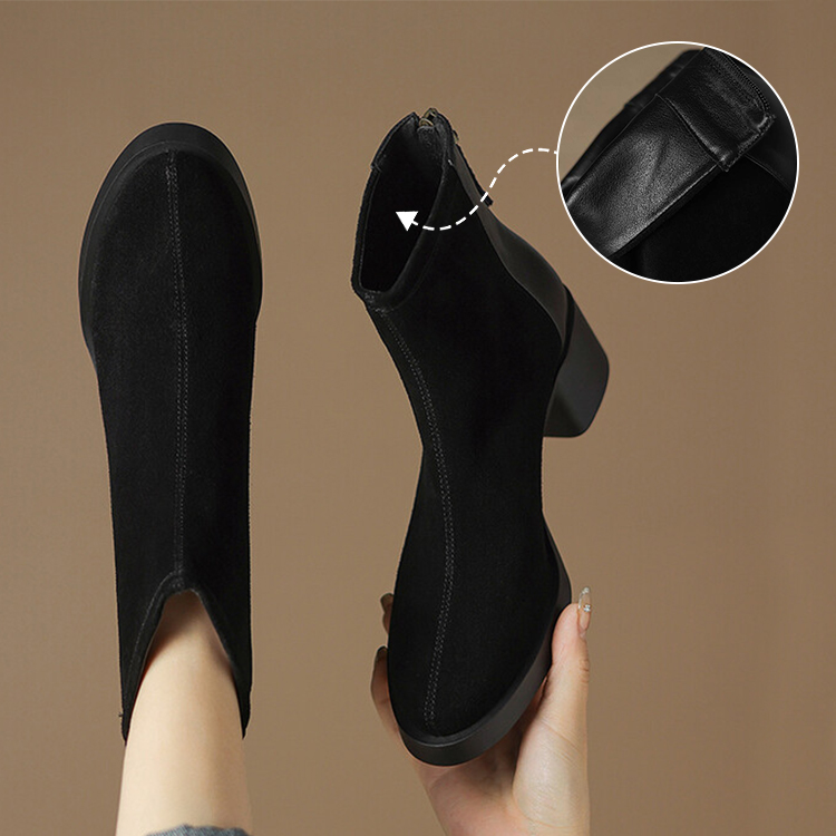 バックジップ スエード調ショートブーツ