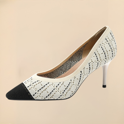 ポインテッドトゥニットパンプス