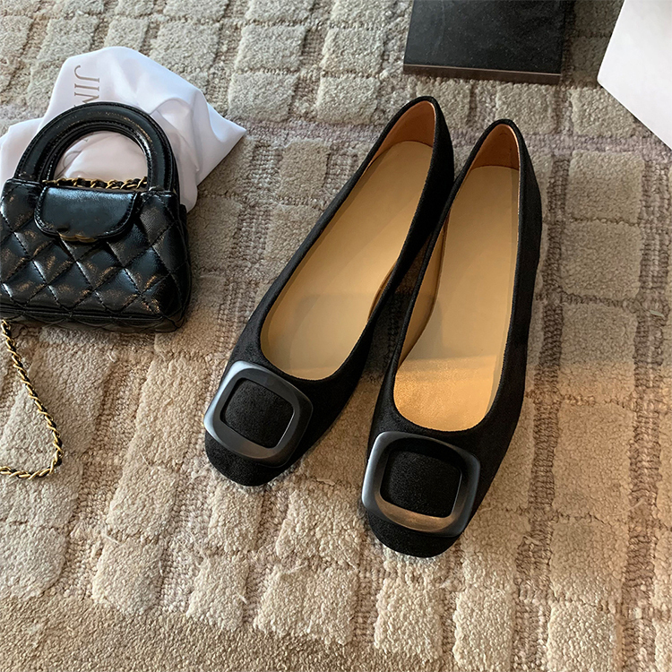 KENPOGEN バックルパンプス スクエアトゥ インヒール 4cmUP スエード 疲れにくい 美脚 通勤 オフィス