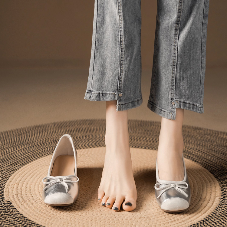 小さいサイズ インヒール切り替えバレエシューズ 5cmUP  歩きやすい 走れる