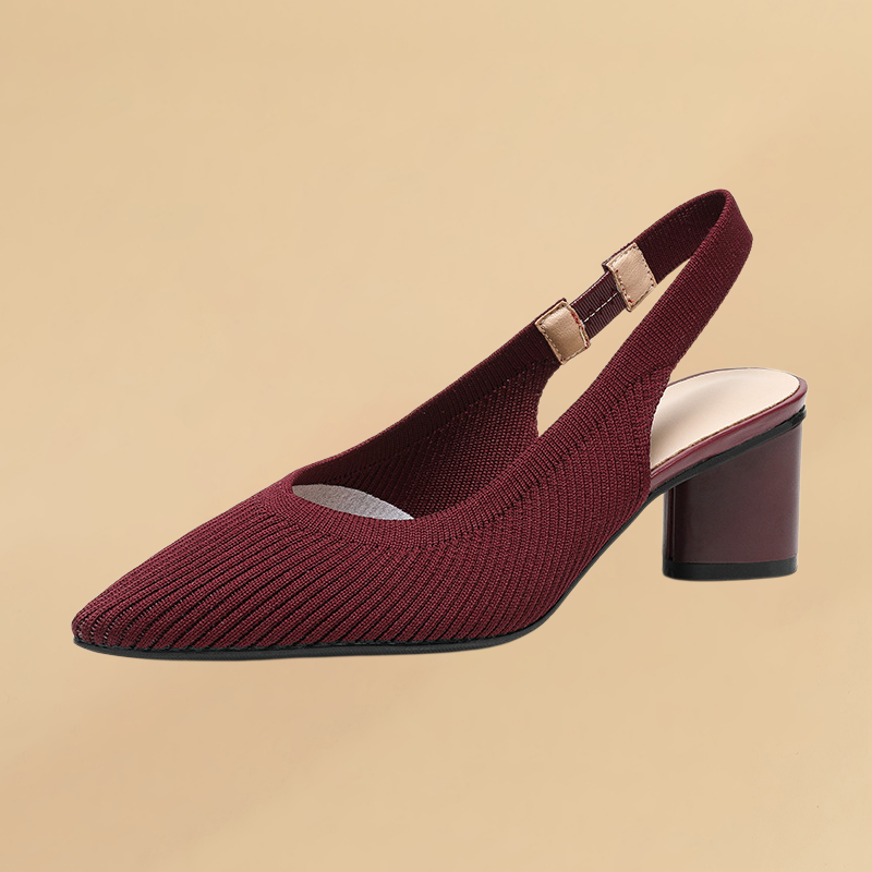 KENPOGEN メッシュサンダル ポインテッドトゥパンプス 5cmUP バックストラップ 歩きやすい