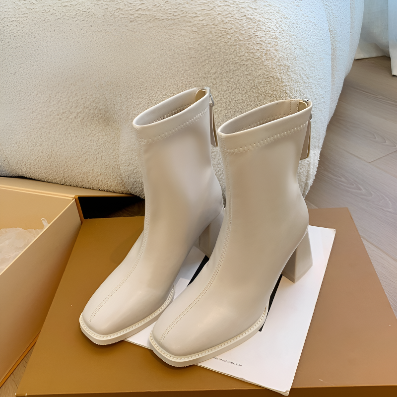 スクエアトゥ 美脚ストレッチブーツ