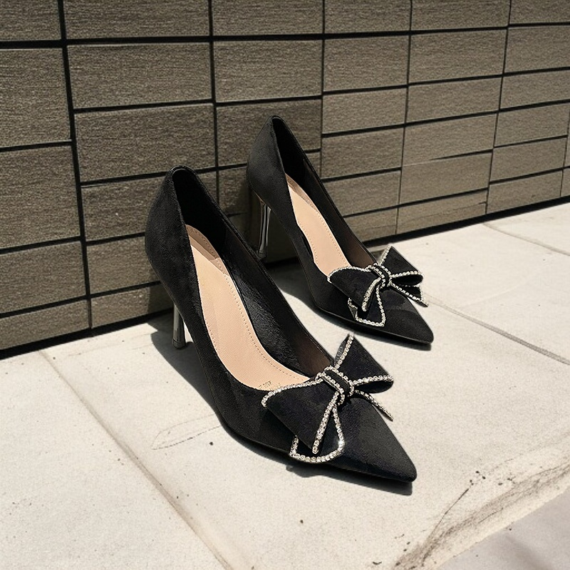 立体リボン スエードハイヒール