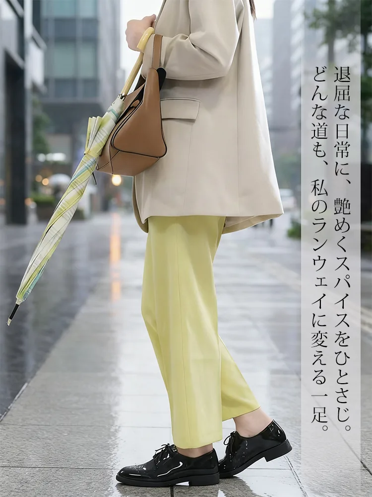 インヒール内蔵 エナメルレースアップ