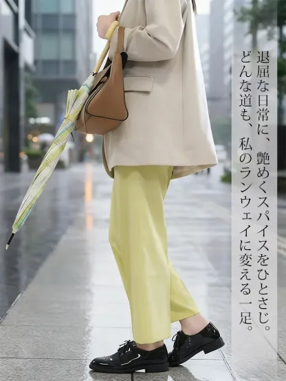 インヒール内蔵 エナメルレースアップ