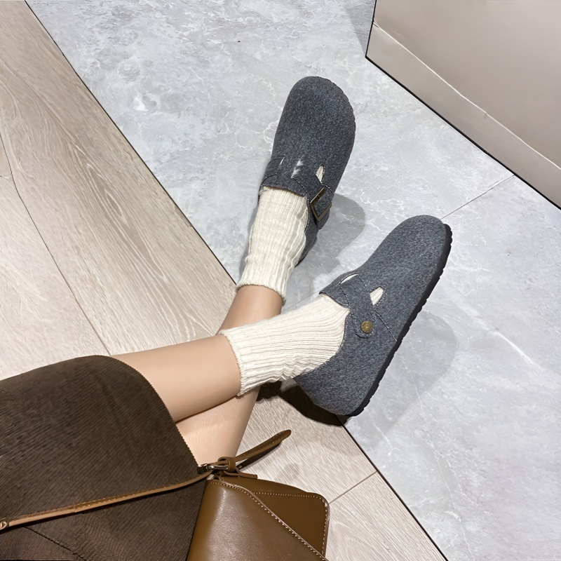 フェルト素材 裏起毛美脚コンフォートシューズ