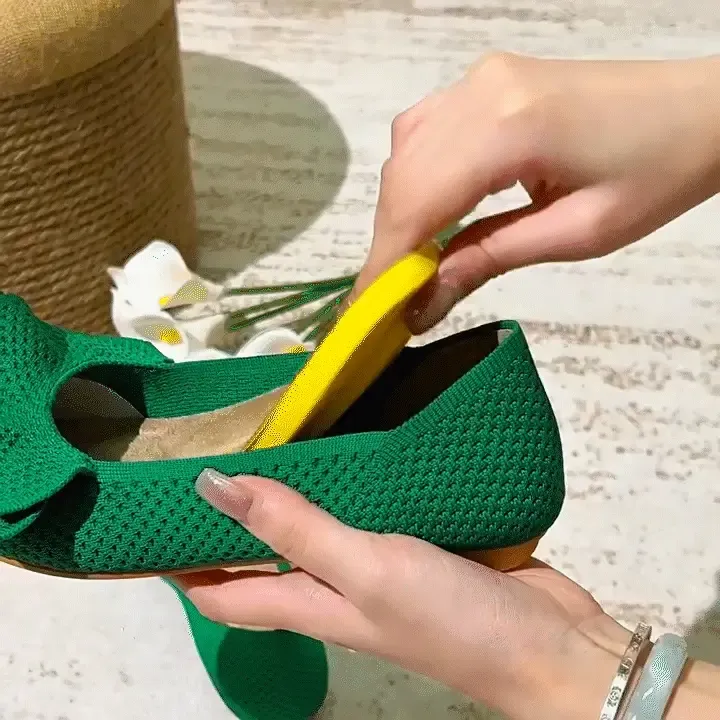 【大人可愛いフリル】KENPOGEN ニットパンプス ぺたんこ靴 スクエアトゥ 柔らかい 伸縮性 走れる 全十色展開 通勤 お出かけ