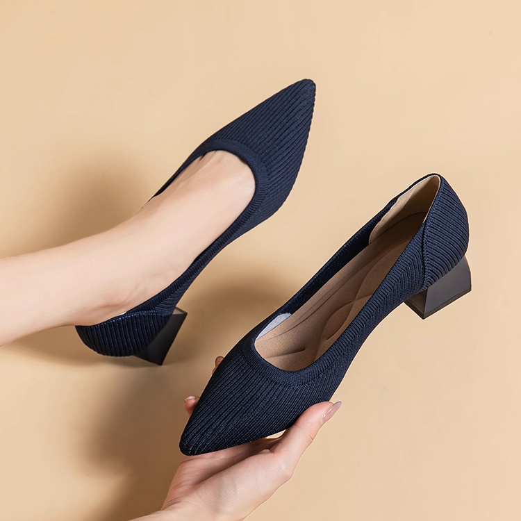 KENPOGEN ポインテッドトゥパンプス ニットパンプス 4cmUP