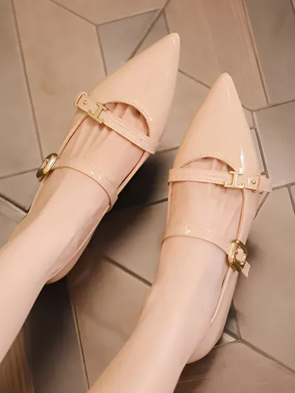 KENPOGEN ポインテッドトゥパンプス インヒールパンプス 5cmUP ダブルストラップ 脱げにくい