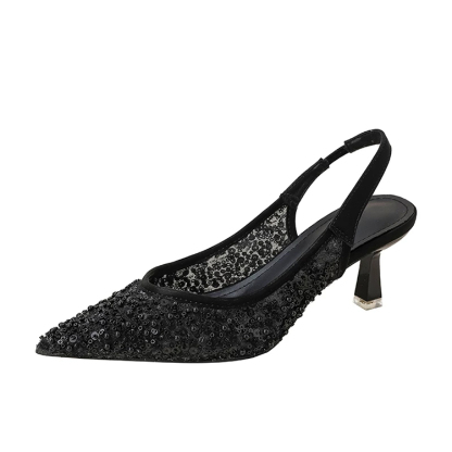 レースドット バックストラップパンプス