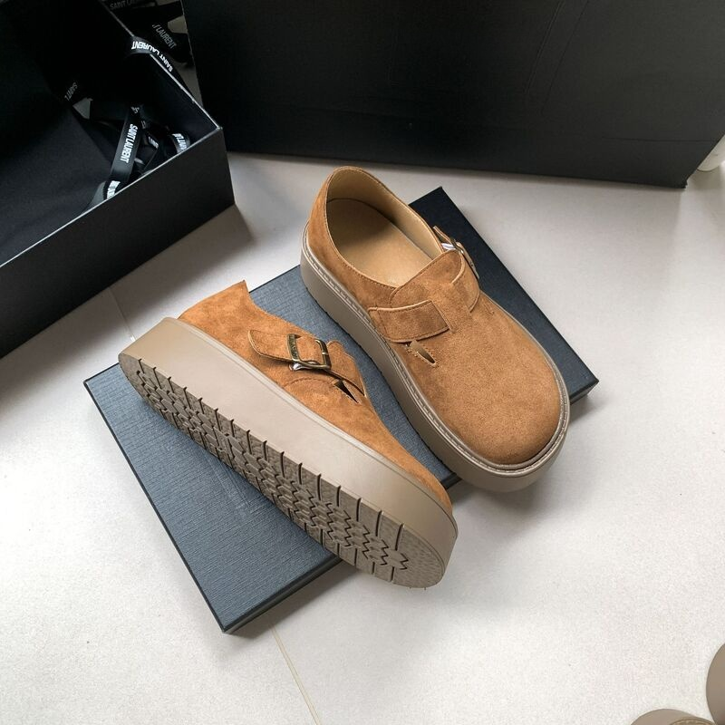 厚底スエード調 プラットフォームローファー