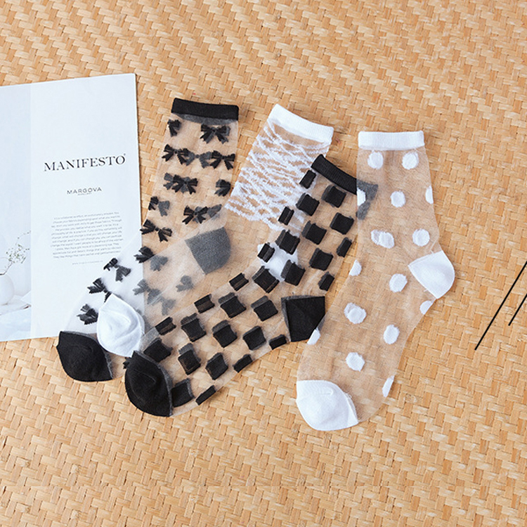 KENPOGEN クルーソックス 靴下 レディース シースルー 透け感 通気性 可愛い おしゃれ