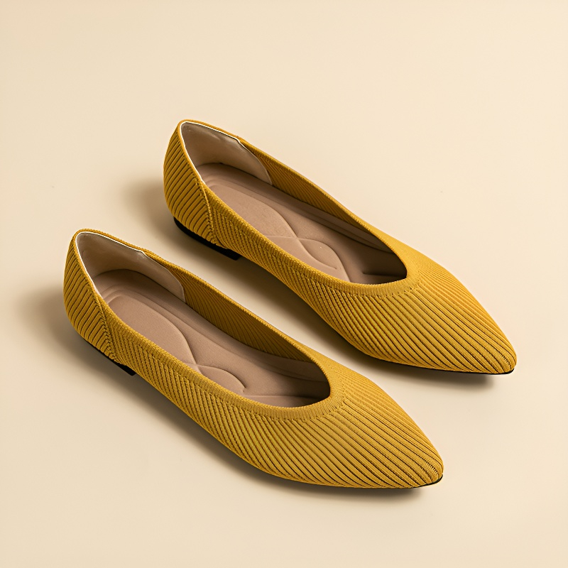 ポインテッドトゥ ニットフラットパンプス