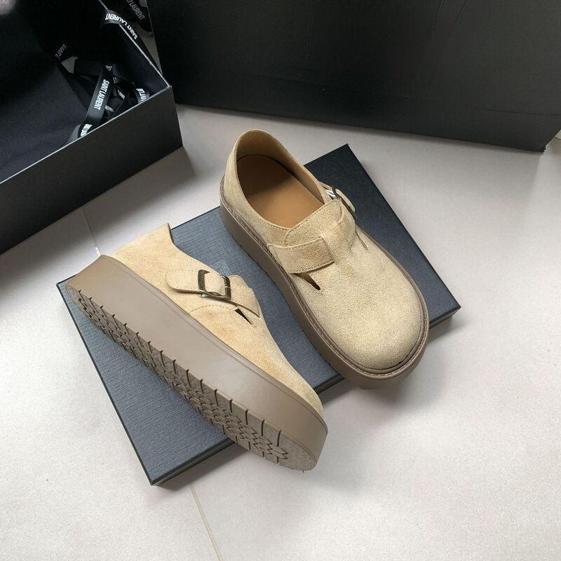 厚底スエード調 プラットフォームローファー