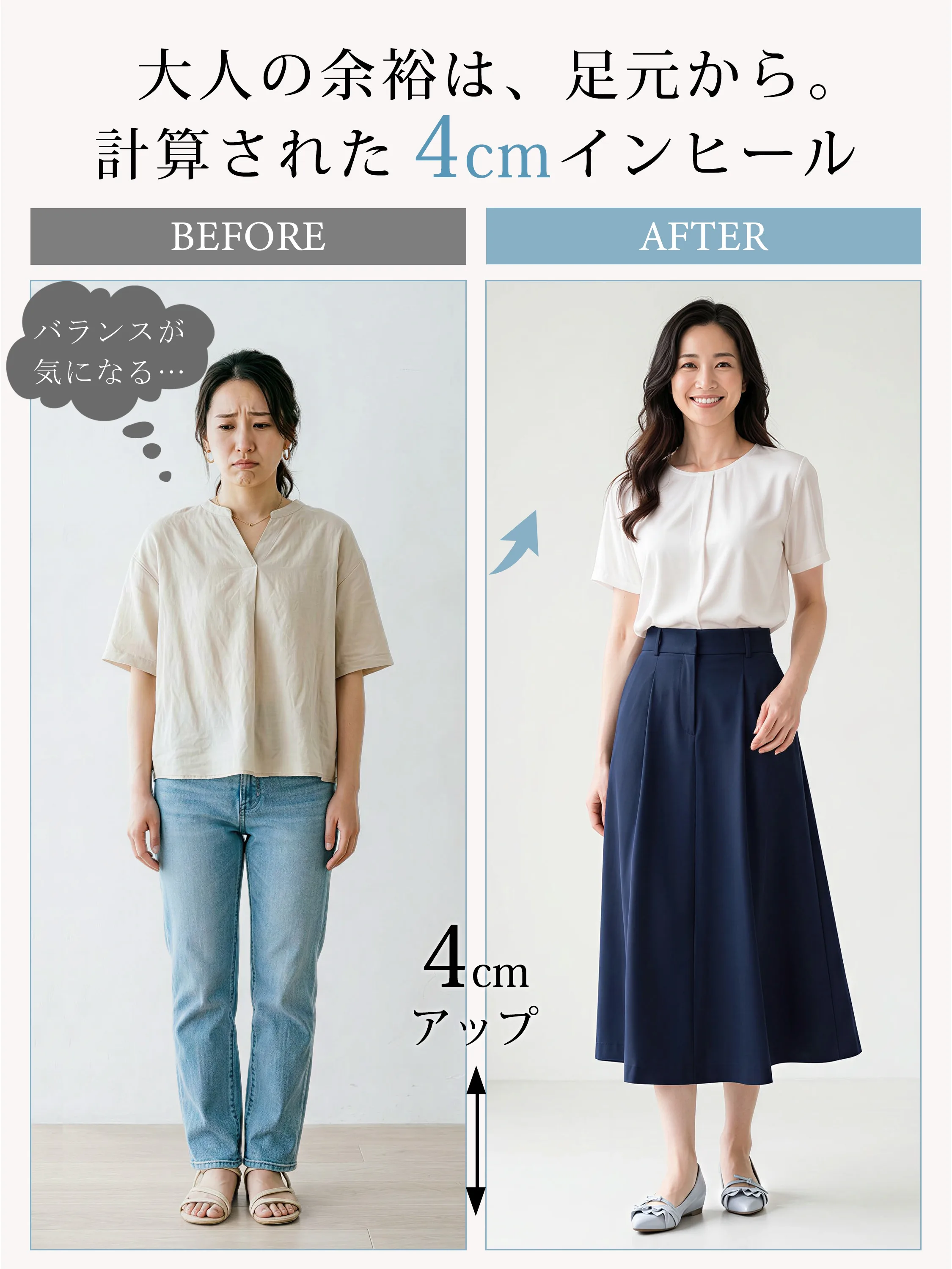 4cmアップで美しい姿勢に見せるインヒールパンプス レディース ポインテッドトゥ 通勤 きれいめ スタイルアップ