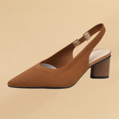 KENPOGEN メッシュサンダル ポインテッドトゥパンプス 5cmUP バックストラップ 歩きやすい