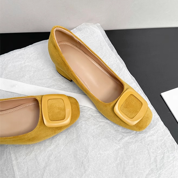 KENPOGEN バックルパンプス スクエアトゥ インヒール 4cmUP スエード 疲れにくい 美脚 通勤 オフィス