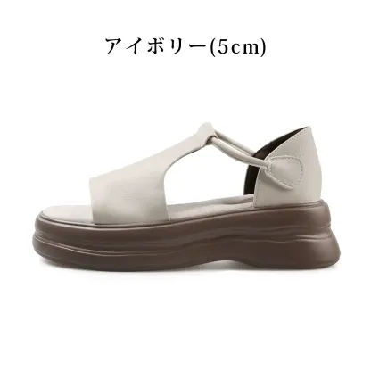 厚底Tストラップサンダル