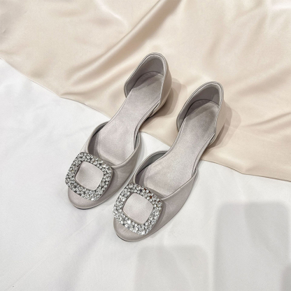 ビジューバックル サイドオープン 美脚パンプス