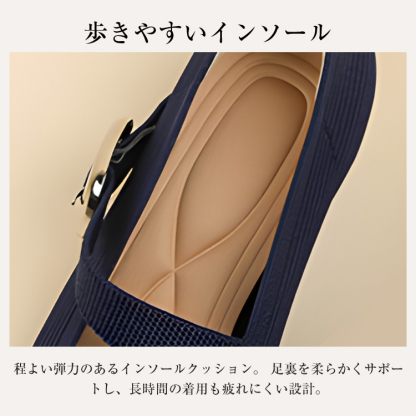 KENPOGEN ニットパンプス インヒールシューズ ストラップ 3cmUP Vカット スクウェアトゥ 疲れにくい