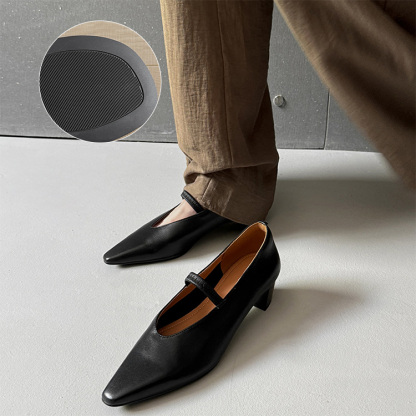 ブロックヒール Vカットメリージェーン