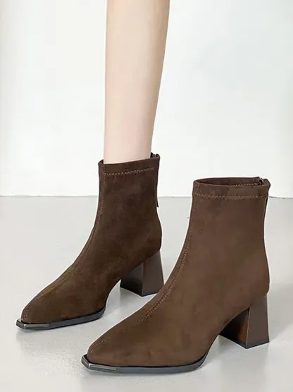 バックジップ スエード調美脚ブーツ