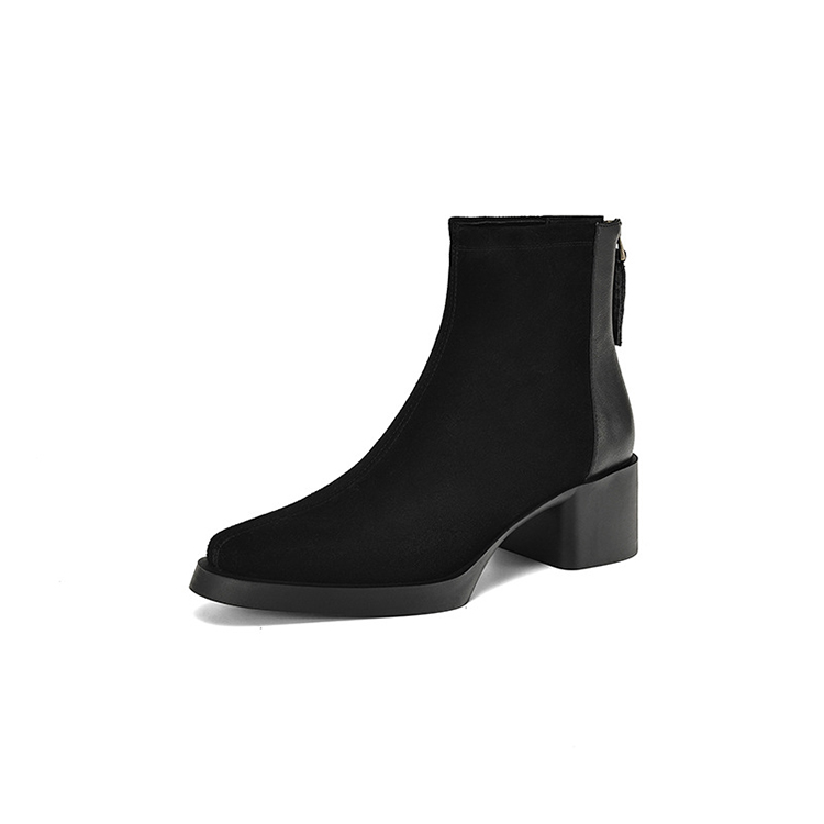 バックジップ スエード調ショートブーツ