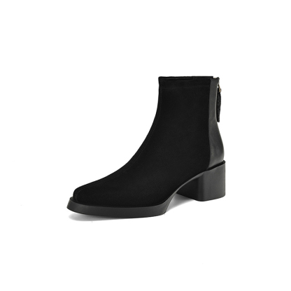 バックジップ スエード調ショートブーツ