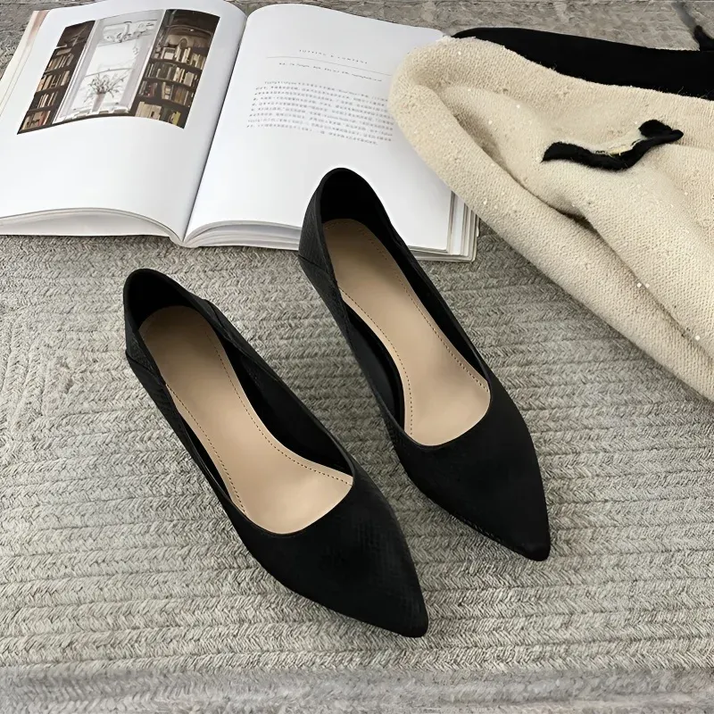 KENPOGEN 幅広ポインテッドトゥパンプス ピンヒール 幅広4E ゆったり 5.5cmUP 歩きやすい フォーマル