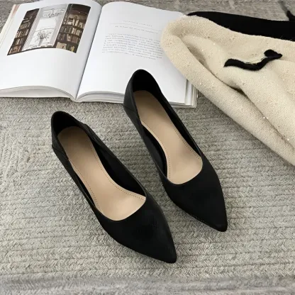 KENPOGEN 幅広ポインテッドトゥパンプス ピンヒール 幅広4E ゆったり 5.5cmUP 歩きやすい フォーマル