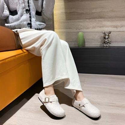 フェルト素材 裏起毛美脚コンフォートシューズ
