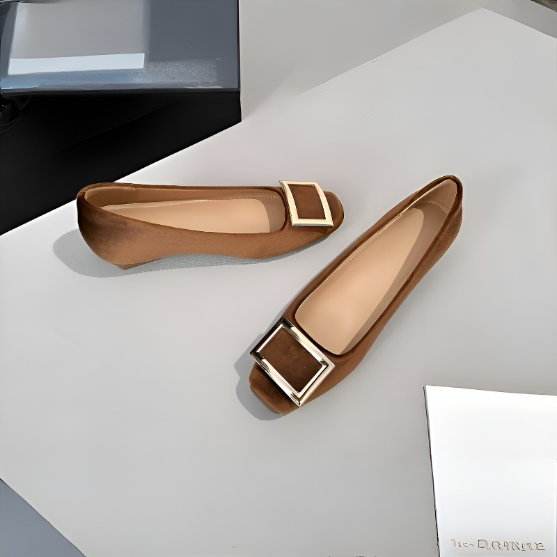 ビッグバックル 6cm美脚スエードパンプス