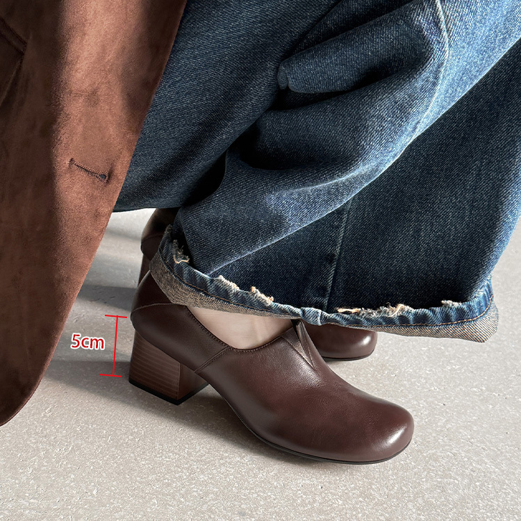 クラシカル チャンキーヒール トゥアップローファー