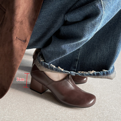 クラシカル チャンキーヒール トゥアップローファー