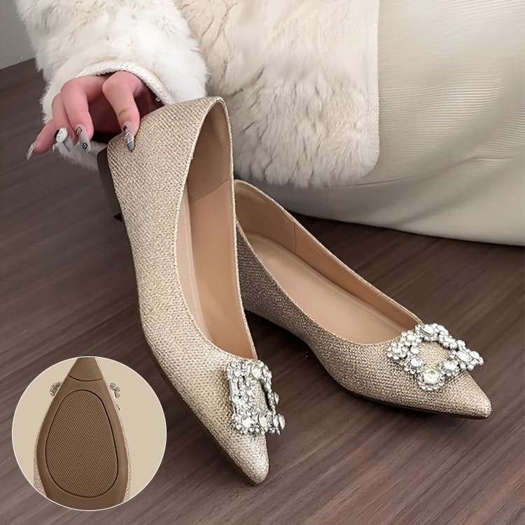 ビジューバックル 美脚グリッターパンプス