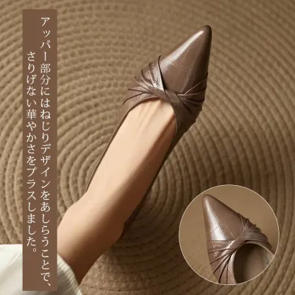 KENPOGEN 牛革パンプス ポインテッドトゥシューズ 4.5cmUP リボン 手作り 疲れにくい 通勤